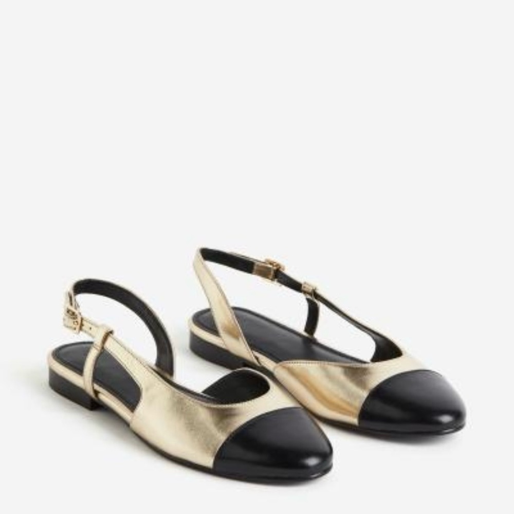 H&M Black and Gold Women's Slingback Flats
